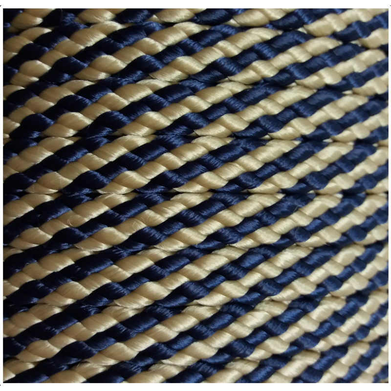 PPM touw 8 mm donkerblauw/beige streep